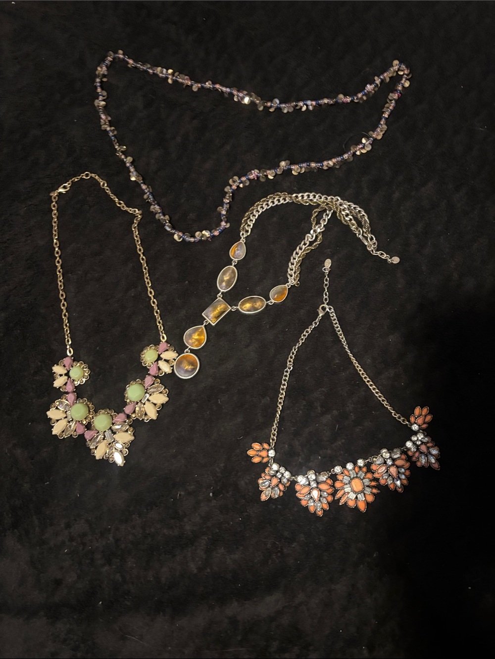 Assorted loft Women’s Statement Necklaces - Pink, Green, Orange, Gold, Purple